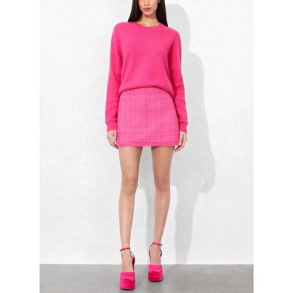 Alice + Olivia Caprice Wild Pink Cashmere Drop Shoulder Pullover Sweater - Picture 6 of 16